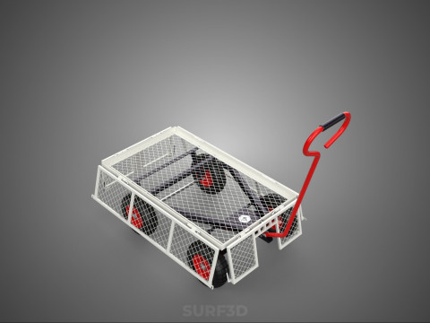 KERANJANG TROLLEY SISI MESH GRID LOGAM LIPAT KOMPAK WAGON DOLLY 4W Model 3D
