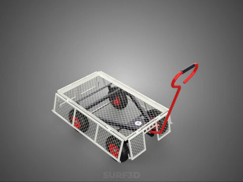 COMPACT FOLDING METAL GRID SIDE MESH TROLLEY CART WAGON DOLLY 4W 3D Model