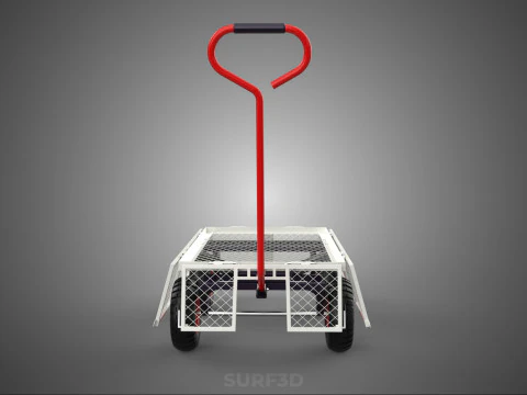 COMPACT FOLDING METAL GRID SIDE MESH TROLLEY CART WAGON DOLLY 4W 3D Model