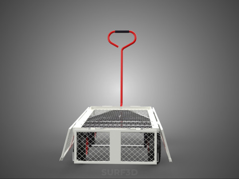 KERANJANG TROLLEY SISI MESH GRID LOGAM LIPAT KOMPAK WAGON DOLLY 4W Model 3D