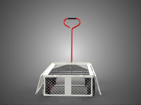 COMPACT FOLDING METAL GRID SIDE MESH TROLLEY CART WAGON DOLLY 4W 3D Model