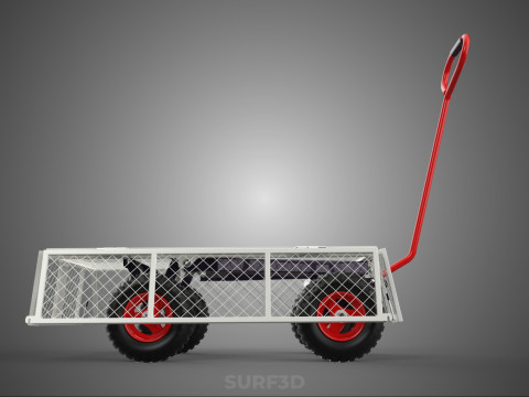 KERANJANG TROLLEY SISI MESH GRID LOGAM LIPAT KOMPAK WAGON DOLLY 4W Model 3D