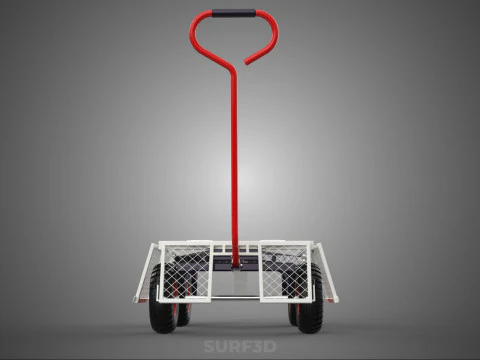 COMPACT FOLDING METAL GRID SIDE MESH TROLLEY CART WAGON DOLLY 4W 3D Model