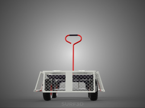 KERANJANG TROLLEY SISI MESH GRID LOGAM LIPAT KOMPAK WAGON DOLLY 4W Model 3D