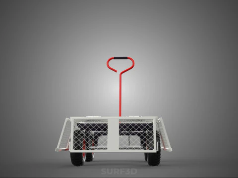 COMPACT FOLDING METAL GRID SIDE MESH TROLLEY CART WAGON DOLLY 4W 3D Model