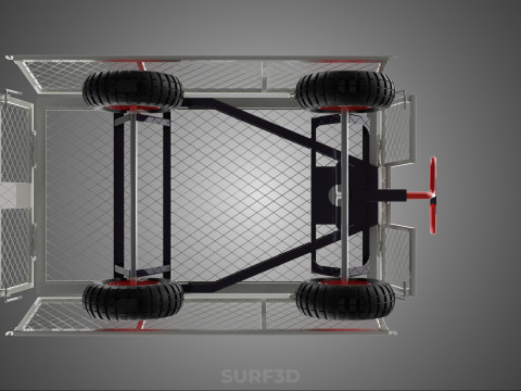 KERANJANG TROLLEY SISI MESH GRID LOGAM LIPAT KOMPAK WAGON DOLLY 4W Model 3D