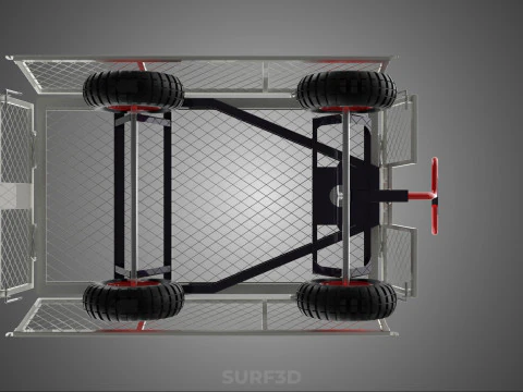 COMPACT FOLDING METAL GRID SIDE MESH TROLLEY CART WAGON DOLLY 4W 3D Model
