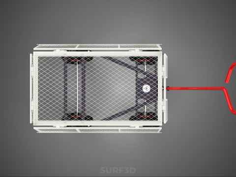 KERANJANG TROLLEY SISI MESH GRID LOGAM LIPAT KOMPAK WAGON DOLLY 4W Model 3D