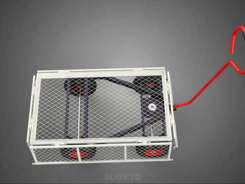 COMPACT FOLDING METAL GRID SIDE MESH TROLLEY CART WAGON DOLLY 4W 3D Model