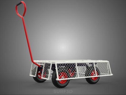 KERANJANG TROLLEY SISI MESH GRID LOGAM LIPAT KOMPAK WAGON DOLLY 4W Model 3D