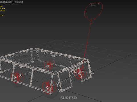 KERANJANG TROLLEY SISI MESH GRID LOGAM LIPAT KOMPAK WAGON DOLLY 4W Model 3D