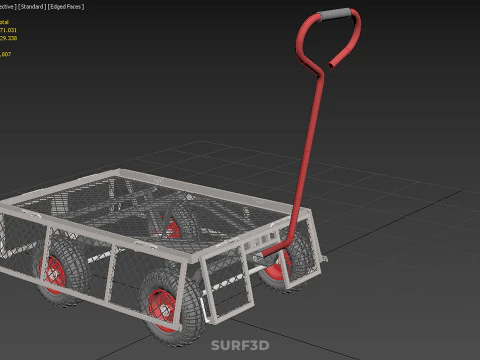 COMPACT FOLDING METAL GRID SIDE MESH TROLLEY CART WAGON DOLLY 4W 3D Model