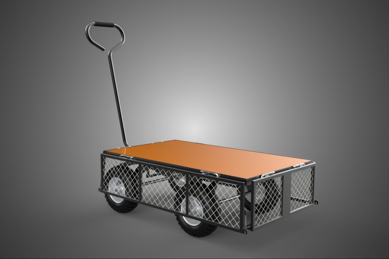 VERSATILE FOLDED METAL GRID SIDE MESH CAGE TROLLEY CART WAGON 4W 3D Model .c4d .max .obj .3ds .fbx .stl .blend