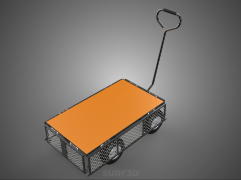 VERSATILE FOLDED METAL GRID SIDE MESH CAGE TROLLEY CART WAGON 4W 3D Model