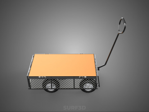 VERSATILE FOLDED METAL GRID SIDE MESH CAGE TROLLEY CART WAGON 4W 3D Model