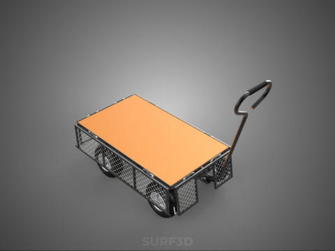 VERSATILE FOLDED METAL GRID SIDE MESH CAGE TROLLEY CART WAGON 4W 3D Model