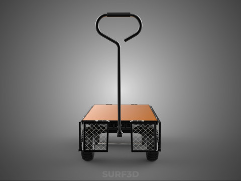 VERSATILE FOLDED METAL GRID SIDE MESH CAGE TROLLEY CART WAGON 4W 3D Model