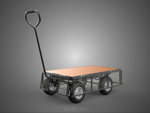 VERSATILE FOLDED METAL GRID SIDE MESH CAGE TROLLEY CART WAGON 4W 3D Model