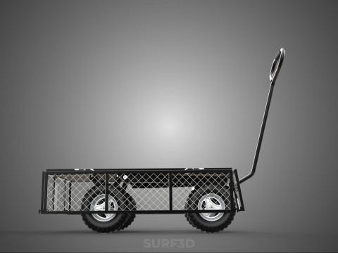 VERSATILE FOLDED METAL GRID SIDE MESH CAGE TROLLEY CART WAGON 4W 3D Model