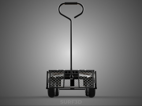 VERSATILE FOLDED METAL GRID SIDE MESH CAGE TROLLEY CART WAGON 4W 3D Model