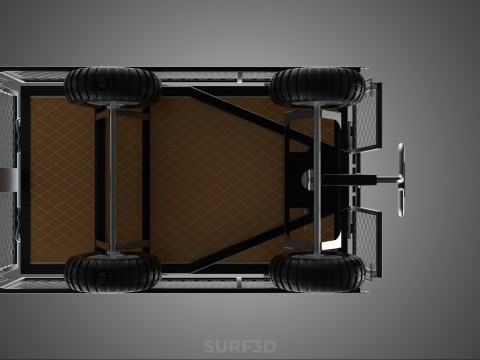 VERSATILE FOLDED METAL GRID SIDE MESH CAGE TROLLEY CART WAGON 4W 3D Model