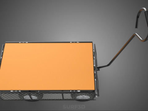 VERSATILE FOLDED METAL GRID SIDE MESH CAGE TROLLEY CART WAGON 4W 3D Model