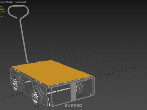 VERSATILE FOLDED METAL GRID SIDE MESH CAGE TROLLEY CART WAGON 4W 3D Model