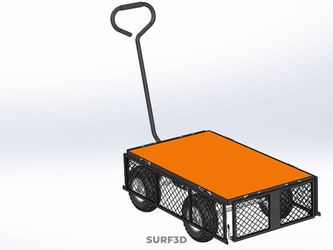 VERSATILE FOLDED METAL GRID SIDE MESH CAGE TROLLEY CART WAGON 4W 3D Model