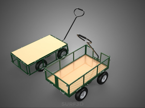 CONVERTIBLE MESH WAGON CART UTILITY TROLLEY WHEELBARROW TRAILER 3D Model