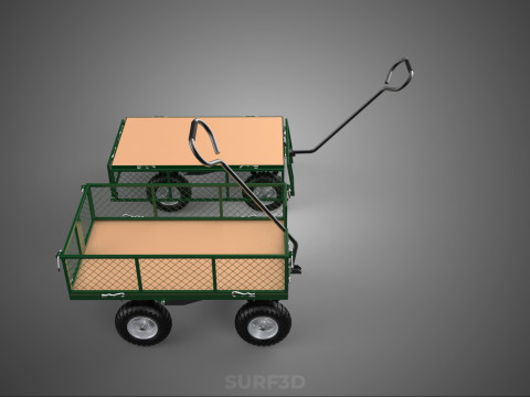 CONVERTIBLE MESH WAGON CART UTILITY TROLLEY WHEELBARROW TRAILER 3D Model
