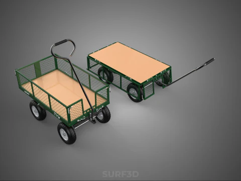 CONVERTIBLE MESH WAGON CART UTILITY TROLLEY WHEELBARROW TRAILER 3D Model