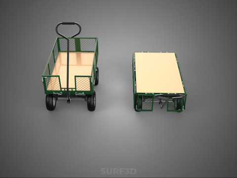 CONVERTIBLE MESH WAGON CART UTILITY TROLLEY WHEELBARROW TRAILER 3D Model