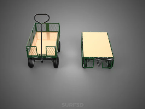 CONVERTIBLE MESH WAGON CART UTILITY TROLLEY WHEELBARROW TRAILER 3D Model