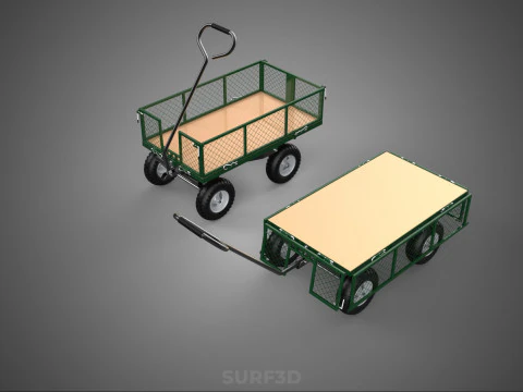 CONVERTIBLE MESH WAGON CART UTILITY TROLLEY WHEELBARROW TRAILER 3D Model