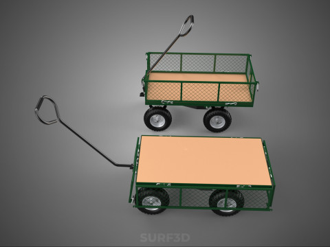 CONVERTIBLE MESH WAGON CART UTILITY TROLLEY WHEELBARROW TRAILER 3D Model
