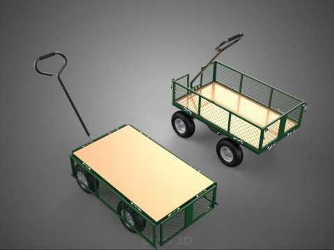 CONVERTIBLE MESH WAGON CART UTILITY TROLLEY WHEELBARROW TRAILER 3D Model