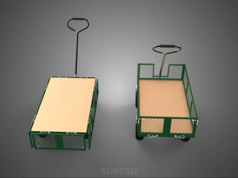CONVERTIBLE MESH WAGON CART UTILITY TROLLEY WHEELBARROW TRAILER 3D Model