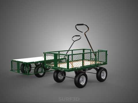 CONVERTIBLE MESH WAGON CART UTILITY TROLLEY WHEELBARROW TRAILER 3D Model