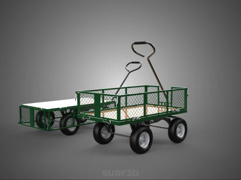 CONVERTIBLE MESH WAGON CART UTILITY TROLLEY WHEELBARROW TRAILER 3D Model