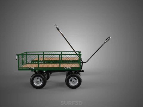 CONVERTIBLE MESH WAGON CART UTILITY TROLLEY WHEELBARROW TRAILER 3D Model