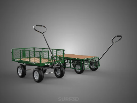 CONVERTIBLE MESH WAGON CART UTILITY TROLLEY WHEELBARROW TRAILER 3D Model
