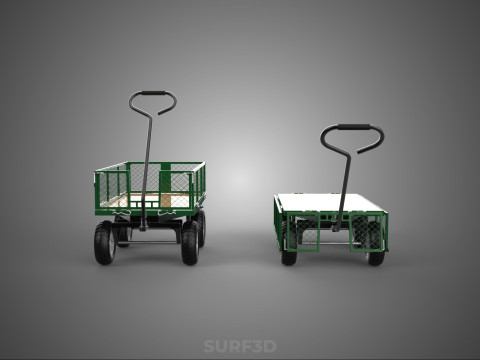 CONVERTIBLE MESH WAGON CART UTILITY TROLLEY WHEELBARROW TRAILER 3D Model