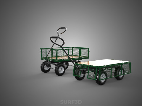 CONVERTIBLE MESH WAGON CART UTILITY TROLLEY WHEELBARROW TRAILER 3D Model