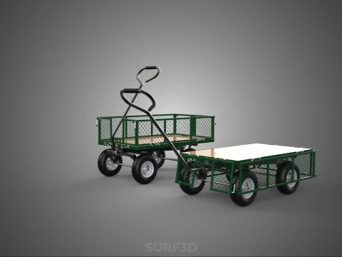 CONVERTIBLE MESH WAGON CART UTILITY TROLLEY WHEELBARROW TRAILER 3D Model