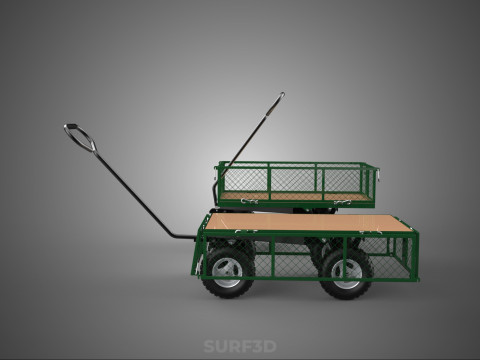 CONVERTIBLE MESH WAGON CART UTILITY TROLLEY WHEELBARROW TRAILER 3D Model