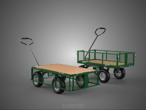 CONVERTIBLE MESH WAGON CART UTILITY TROLLEY WHEELBARROW TRAILER 3D Model