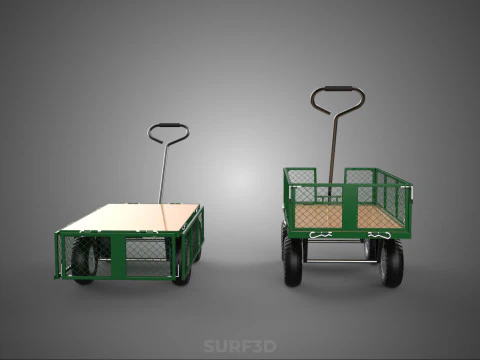 CONVERTIBLE MESH WAGON CART UTILITY TROLLEY WHEELBARROW TRAILER 3D Model