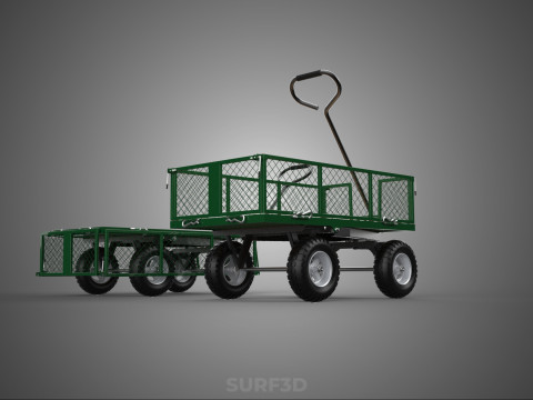 CONVERTIBLE MESH WAGON CART UTILITY TROLLEY WHEELBARROW TRAILER 3D Model