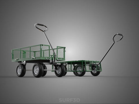 CONVERTIBLE MESH WAGON CART UTILITY TROLLEY WHEELBARROW TRAILER 3D Model