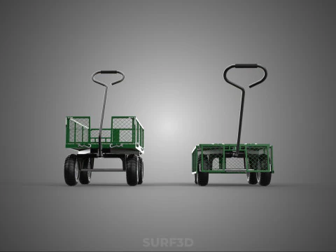 CONVERTIBLE MESH WAGON CART UTILITY TROLLEY WHEELBARROW TRAILER 3D Model